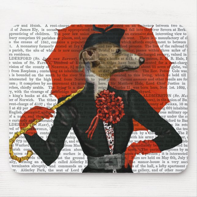 Tapis De Souris Elégant Greyhound et parapluie rouge 2 (Devant)