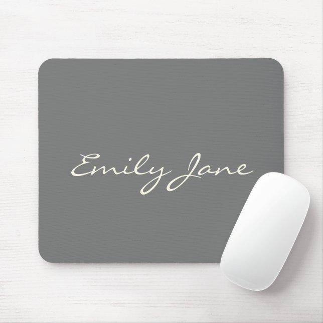 Tapis De Souris Élégant Gris manuscrit Nom du script personnalisé (Avec souris)