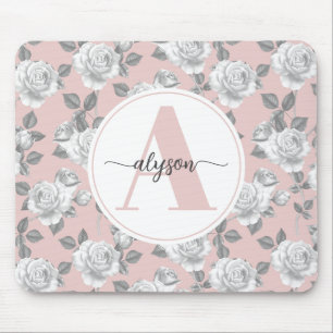 Tapis De Souris Elégant jardin Rose en Pink Monogram Presse souris