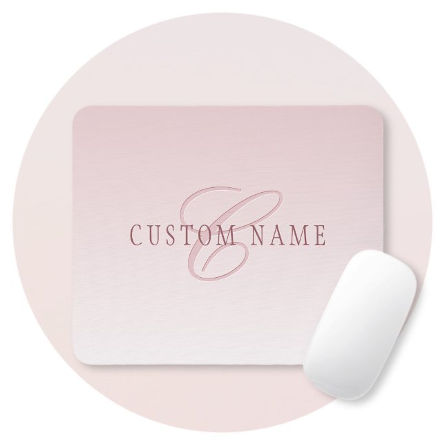 Tapis De Souris Élégant lettrage et monogramme | Rose Ombre (Créateur téléchargé)