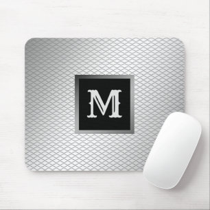 Tapis De Souris Élégant luxe en métal argenté Monogramme