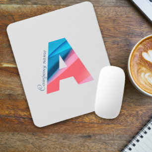 Tapis De Souris Élégant monogramme bleu corail avec lettre A