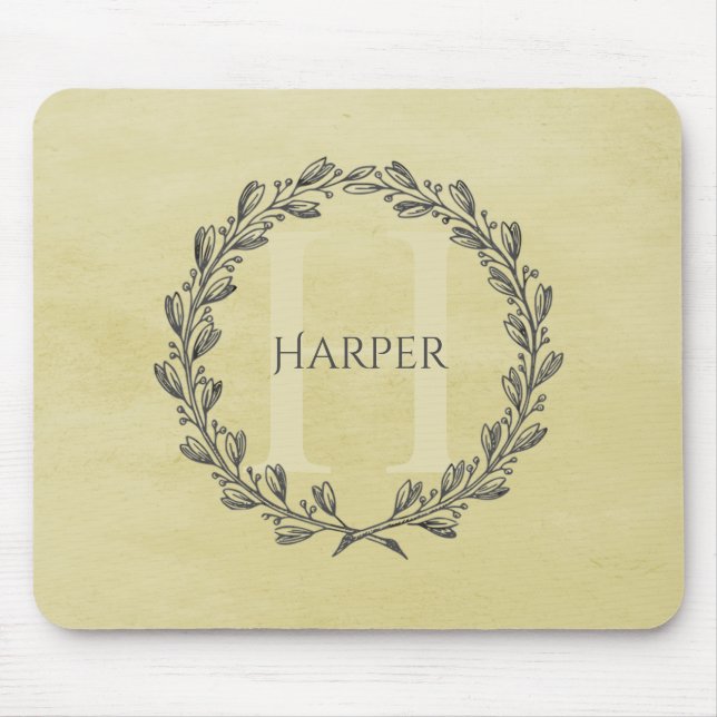 Tapis De Souris Élégant monogramme de couronne | Panier de souris  (Devant)