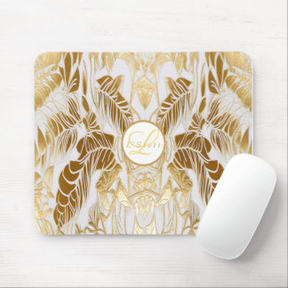 Tapis De Souris Élégant Monogramme Gilded Aura Mousepad