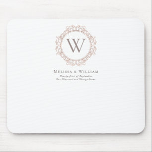 Tapis De Souris Élégant Monogramme Moderne Mariage classique