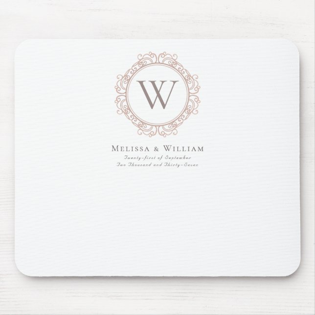 Tapis De Souris Élégant Monogramme Moderne Mariage classique (Devant)