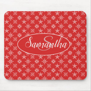 Tapis De Souris Élégant Monogramme Motif blanc rouge