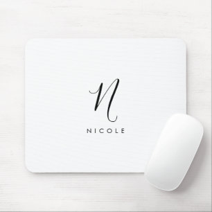 Tapis De Souris Élégant Monogramme noir et blanc