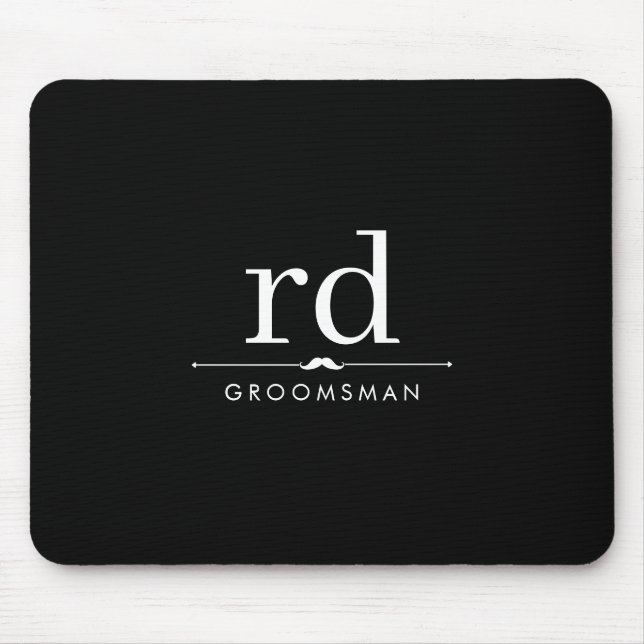 Tapis De Souris Élégant Monogramme noir et blanc Groomsmen Cadeau (Devant)