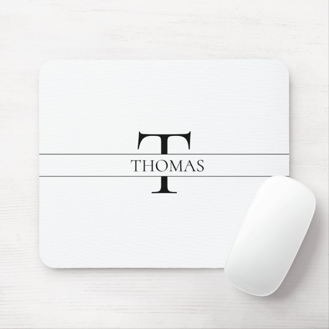 Tapis De Souris Élégant Monogramme Personnalisé Nom Personnalisé (Avec souris)