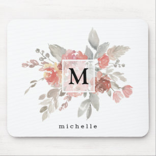 Tapis De Souris Élégant Monogramme rose pâle Dusty