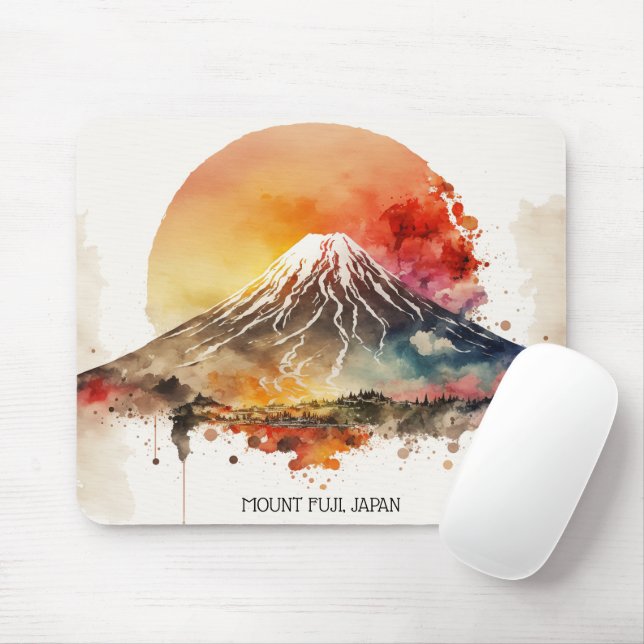 Tapis De Souris Élégant Mont Fuji Japon peinture (Avec souris)