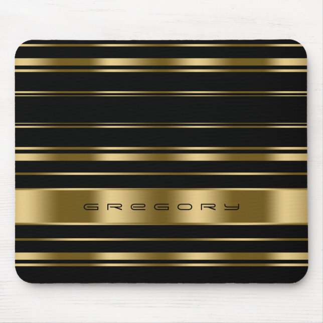 Tapis De Souris Élégant Motif Black & Gold (Devant)