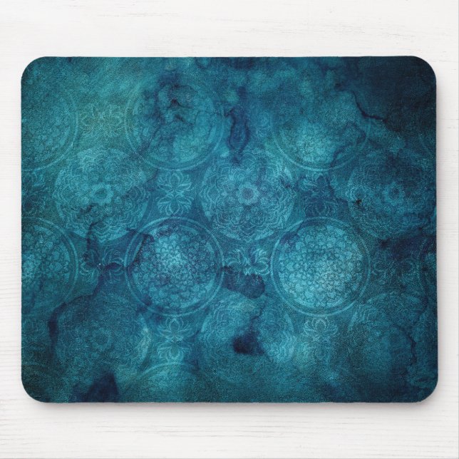 Tapis De Souris Elégant Motif d'aquarelle Mandala Turquoise (Devant)
