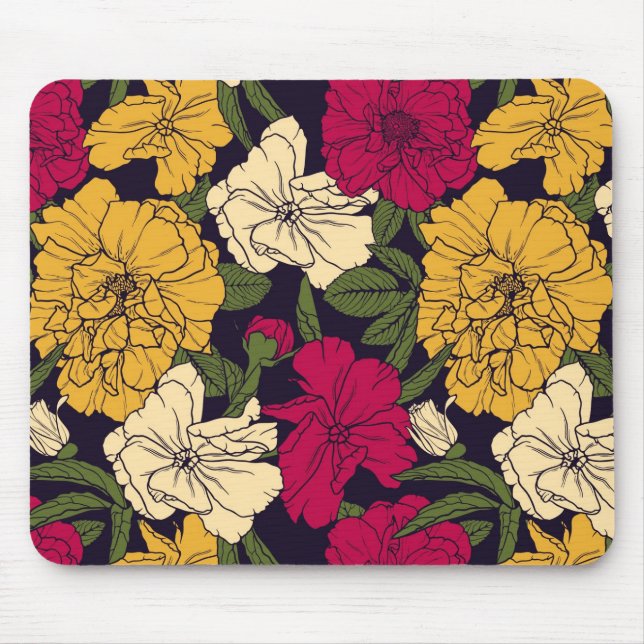Tapis De Souris Élégant motif floral (Devant)