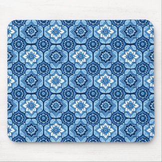 Tapis De Souris Élégant motif floral géométrique bleu