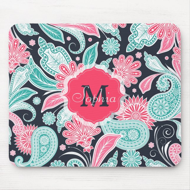 Tapis De Souris Elégant motif floral paisley tendance (Devant)