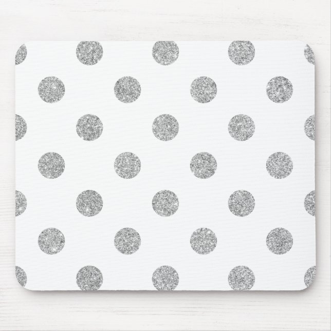 Tapis De Souris Élégant Motif Pois Parties scintillant argent (Devant)