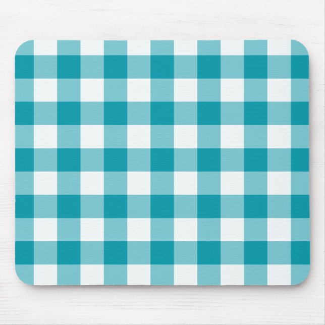 Tapis De Souris Elégant Mousepad, En vichy Turquoise Check (Devant)