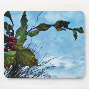 Tapis De Souris Élégant Noël Holly, ciel bleu