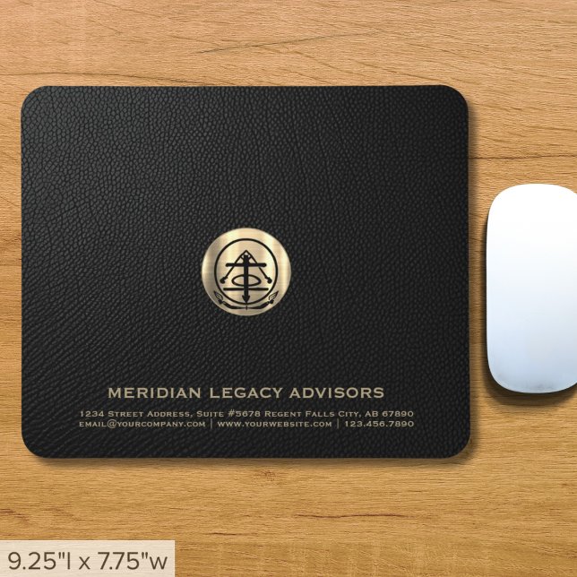Tapis De Souris Élégant noir cuir imprimé logo or de luxe (Créateur téléchargé)