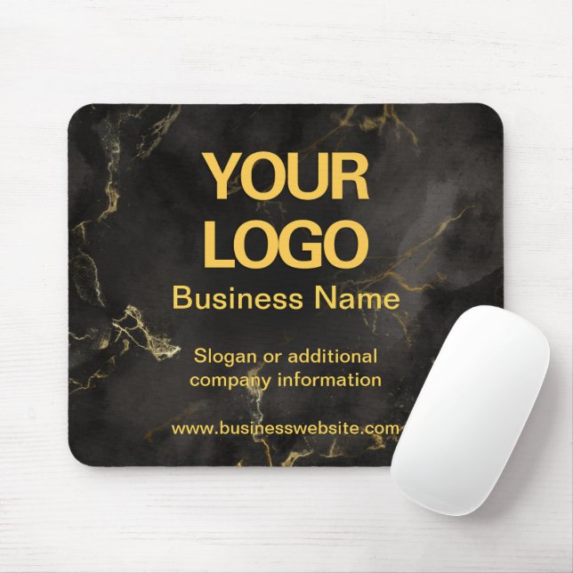Tapis De Souris Élégant noir et or Marble Business Slogan (Avec souris)