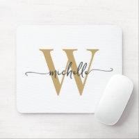 Élégant Nom de Script Monogramme en Or Blanc Fémin