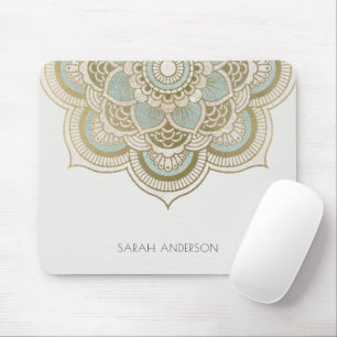 Tapis De Souris Elégant Ornate Gold Foil Turquoise Turquoise Manda