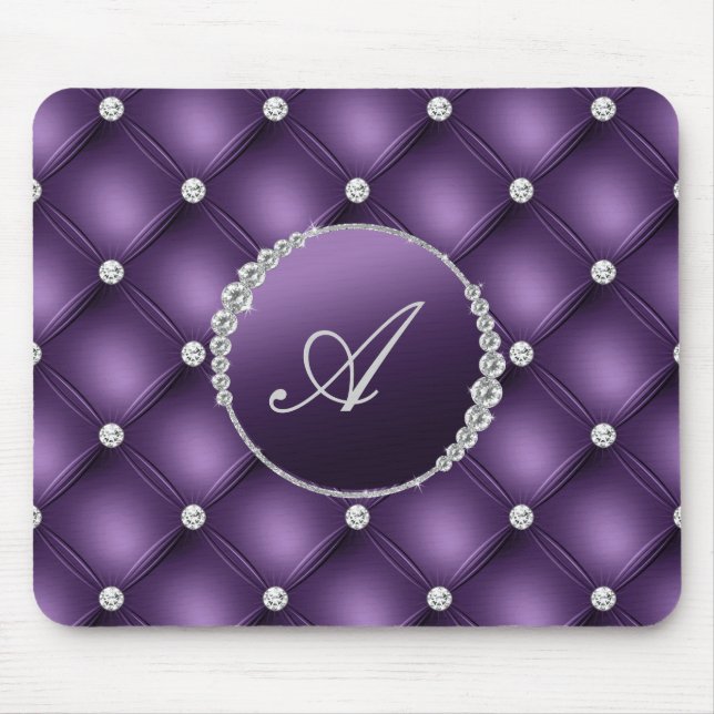 Tapis De Souris Élégant Parties scintillant violet Monogramme (Devant)