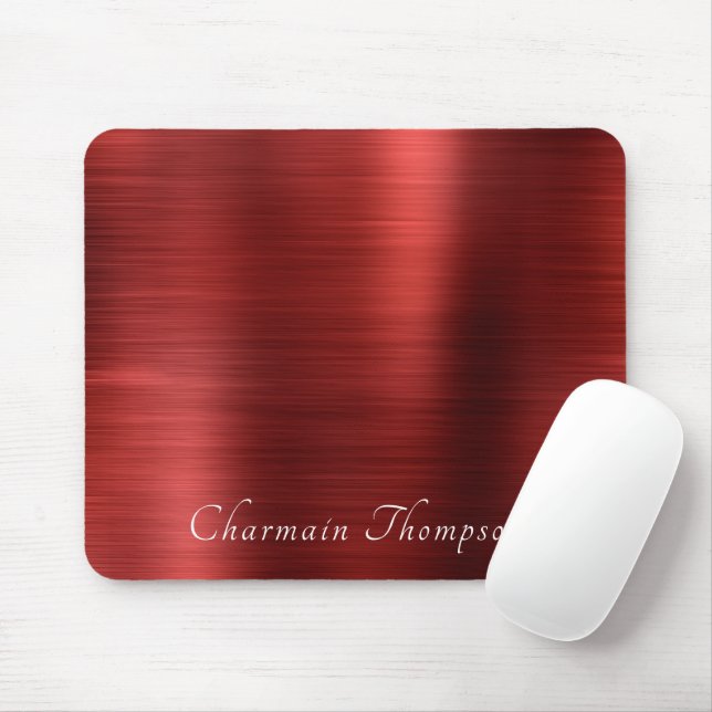 Tapis De Souris Élégant pinceau métal rubis rouge (Avec souris)