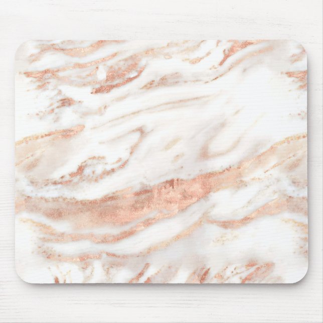 Tapis De Souris Élégant Rose en cuivre chic marbre or (Devant)