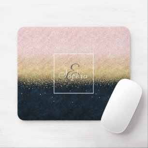Tapis De Souris Élégant rougissent l'or et les confettis simples