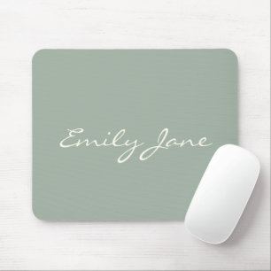 Tapis De Souris Élégant Sage vert manuscrit Nom du script personna