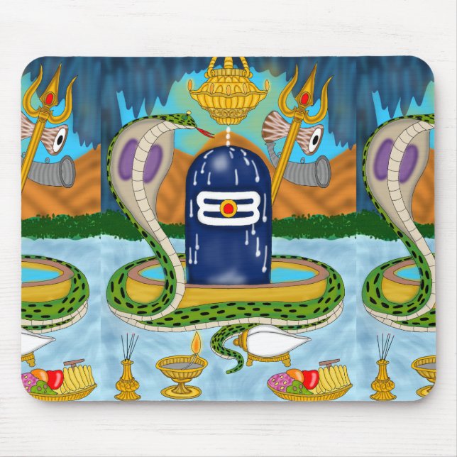 Tapis De Souris Elegant Shivlingam Mouse Pad for Spiritual Vibes (Devant)