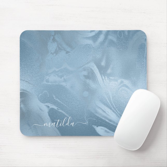 Tapis De Souris Élégant style moderne, marbre bleu bébé (Avec souris)