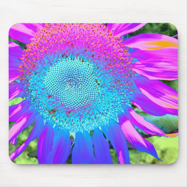 Tapis De Souris Élégant tournesol violet rose bleu floral (Devant)