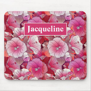 Tapis De Souris Elegant Tropical Pink And White Hibiscus Flower