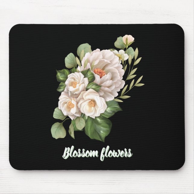 Tapis De Souris Elegant white floral bouquet with green leaves (Devant)