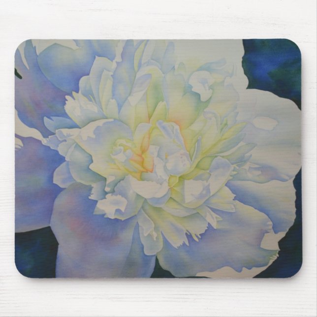 Tapis De Souris Elégante aquarelle fleurie de pivoine blanche (Devant)
