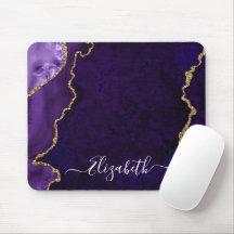Elégante Aquarelle moderne Marbre Or Purple Geode