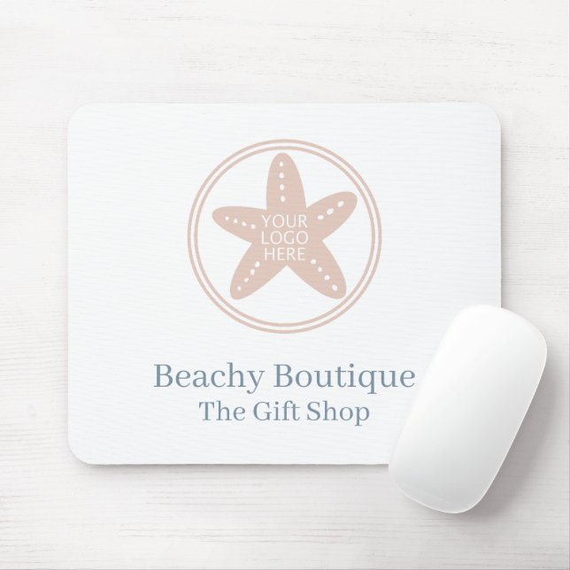 Tapis De Souris Elégante Boutique Côtière Plage Business Logo Blan (Avec souris)