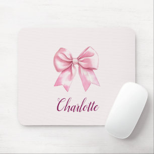 Tapis De Souris Élégante Bow et nom rose Carte de souris personn