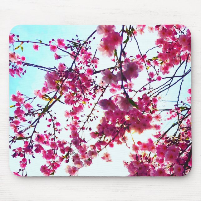 Tapis De Souris Élégante Fleurs florales roses Fleurs cerises (Devant)