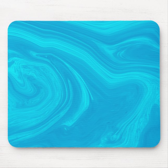 Tapis De Souris Élégante oeuvre en marbre bleu liquide Abstrait | (Devant)