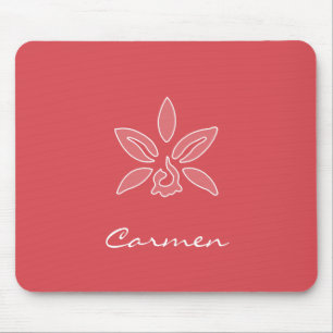 Tapis De Souris Elégante Orchidée Simple Fleur Rouge Chaud Avec No