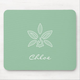 Tapis De Souris Elégante orchidée Simple printemps vert fleur et n