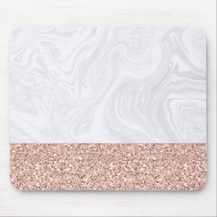 Tapis De Souris Élégante Parties scintillant d'or Marbre blanc R