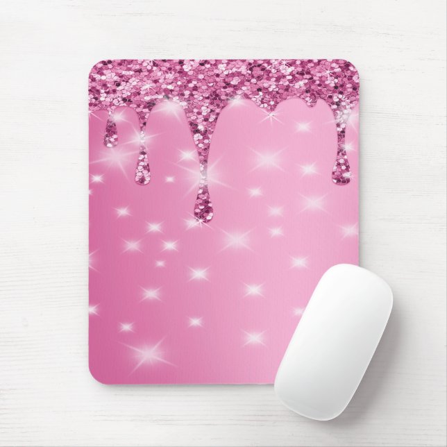 Tapis De Souris Élégante Parties scintillant rose chaud (Avec souris)
