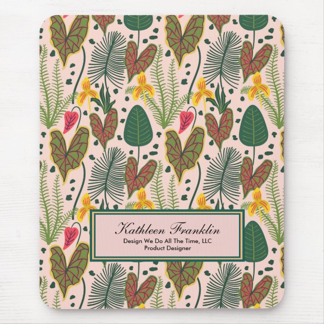 Tapis De Souris Élégantes fleurs botaniques Verdure (Devant)