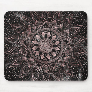 Tapis De Souris Elégants pointes Roses en or marbre Mandala
